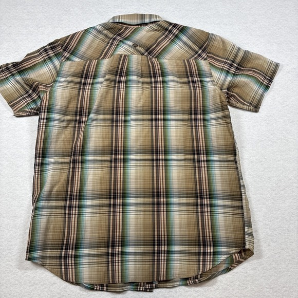 prAna Button Up Shirt Short Sleeve Mens Medium Plaid Organic Cotton Polyester - Picture 8 of 12